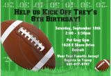 Football Birthday Party Invitation Wording Football Birthday Party Invitations
