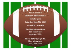 Football Party Invitation Template Football with Green Football Field Birthday Party 5×7