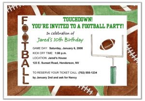 Football themed Birthday Party Invitation Wording Football Party Invitation Wording