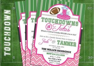 Football themed Gender Reveal Party Invitations touchdowns or Tutus Gender Reveal Invitation Football or