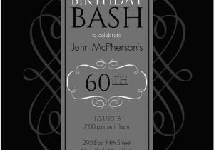 Formal 60th Birthday Invitation Wording Black and Grey formal soiree 60th Birthday Invite
