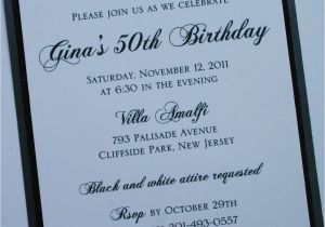 Formal 70th Birthday Invitation Wording Black and White Elegance formal Birthday Invitation