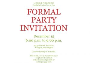 Formal Birthday Invitation Template formal Party Invitation Template