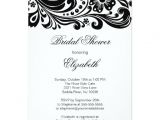 Formal Bridal Shower Invitations Black Floral Swirl Bridal Shower Invitation formal