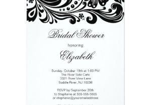 Formal Bridal Shower Invitations Black Floral Swirl Bridal Shower Invitation formal