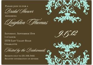 Formal Bridal Shower Invitations formal Side Pattern Turquoise Bridal Shower Invitations