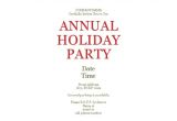 Formal Christmas Party Invitation Templates Holiday Party Invitation with ornaments and Red Ribbon