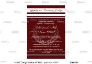 Formal College Graduation Invitations formal College Graduation Announcements Maroon