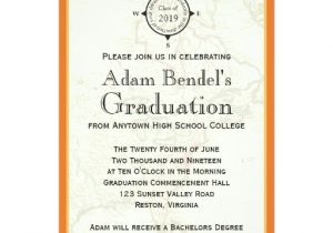 Formal Graduation Invitation Wording formal orange Compass Map Graduation Announcements Zazzle