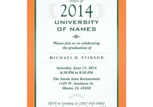 Formal Graduation Invitation Wording orange Green formal Graduation Party Invitation Zazzle