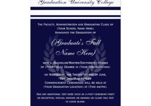 Formal High School Graduation Invitations formal College Graduation Announcements Blue Zazzle