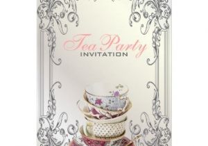 Formal Tea Party Invitation formal Elegant Swirls White Vintage Tea Party Card