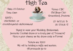 Formal Tea Party Invitation Wording formal High Tea Fundraiser Beagles Co Za
