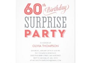 Free 60th Birthday Invitation Wording 60th Surprise Birthday Invitations Zazzle