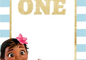 Free Baby Moana Birthday Invitation Template Free Printable Disney Princess 1st Birthday Invitations