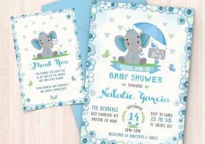 Free Baby Shower Invitations to Print at Home Elephant Baby Shower Invitations Free Thank You Cards to