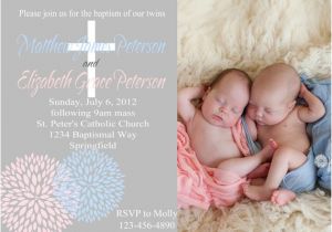 Free Baptism Invitations for Twins Pink Blue and Gray Blooms Twins Baptism by Partyperfectdesign