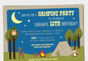 Free Camping Birthday Party Invitation Templates Camping Party Invitation Birthday Summer Woodland Animals