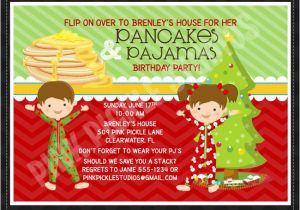Free Christmas Pajama Party Invitations Pancakes Christmas Pajamas Personalized Party Invitation
