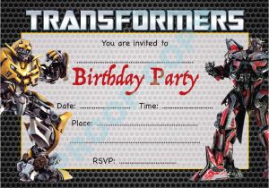 Free Editable Transformer Birthday Invitations Transformers Megatron Kids Children Birthday Party