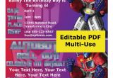 Free Editable Transformer Birthday Invitations Transformers Party Invitation Editable Pdf by