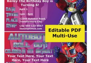 Free Editable Transformer Birthday Invitations Transformers Party Invitation Editable Pdf by