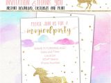 Free Editable Unicorn Birthday Invitations Unicorn Party Invitation Thank You Card Editable