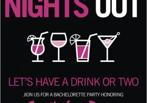 Free Evite Bachelorette Party Invitations Pink and Black Cocktail themed Bachelorette Party