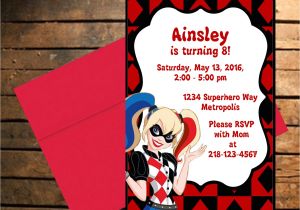 Free Harley Quinn Birthday Invitations Downloadable Dc Superhero Harley Quinn themed Birthday