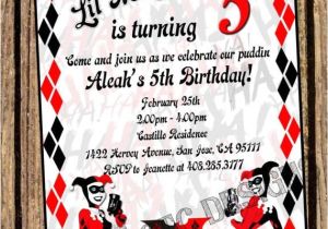 Free Harley Quinn Birthday Invitations Harley Quinn Invitation