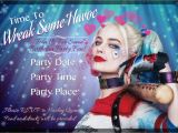 Free Harley Quinn Birthday Invitations Harley Quinn Party Invitation Digital File Customized Party