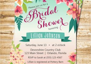 Free Hawaiian themed Bridal Shower Invitations Tropical Bridal Shower Invitation island Flowers Hawaiian