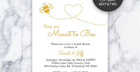 Free Instant Download Bridal Shower Invitations Meant to Bee Bridal Shower Invitation Instant Download