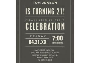 Free Male 21st Birthday Invitations 21st Birthday Party Invitations 5" X 7" Invitation Card