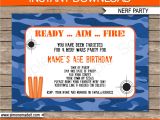 Free Nerf Gun Party Invitations Printable Nerf Birthday Party Invitations Editable Template Blue
