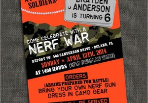 Free Nerf Gun Party Invitations Printable Nerf War Boys Camo Birthday Party Invitation Printable