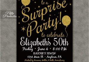 Free Online Surprise Birthday Party Invitations Surprise Party Invitations Printable Black Gold Surprise