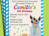 Free Paint Party Invitation Template Painting Art Party Birthday Invitation Printable or Printed