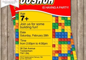 Free Party Invitation Templates Lego Printable Building Blocks Party Invitation Personalized
