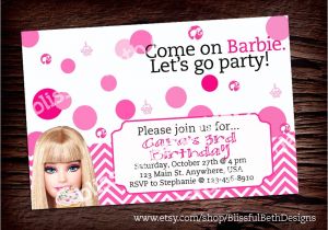 Free Personalised Birthday Invitations Personalized Barbie Invitation Printable by