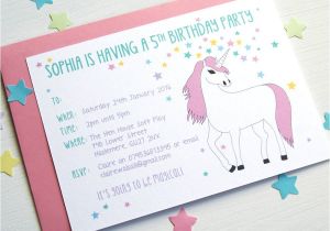 Free Personalised Birthday Invitations Unicorn Personalised Birthday Party Invitations by