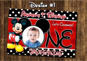 Free Personalized Mickey Mouse Birthday Invitations Mickey Mouse Baby First Birthday Party Invitations