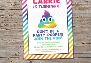 Free Poop Emoji Birthday Invitations Rainbow Poop Emoji Invitation Birthday Party Invite