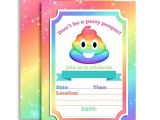 Free Poop Emoji Birthday Invitations Rainbow Poop Emoji themed Birthday Party Celebration Fill