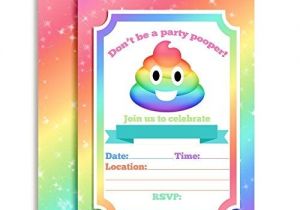 Free Poop Emoji Birthday Invitations Rainbow Poop Emoji themed Birthday Party Celebration Fill
