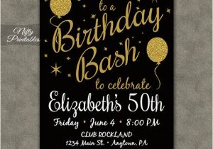 Free Printable 21st Birthday Invitations Printable Birthday Invitations Black Gold Glitter 20 21 30th