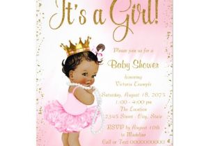 Free Printable African American Baby Shower Invitations Pink Gold African American Princess Baby Shower Card