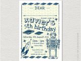 Free Printable Alien Birthday Invitations Printable Robot Space Party Invitation Retro Vintage