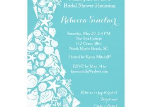 Free Printable Beach theme Bridal Shower Invitations Bridal Shower Invitation Beach Sea Shell Dress Card