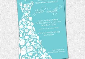 Free Printable Beach theme Bridal Shower Invitations Bridal Shower Invitation Seashell Dress Elegant Sea Shell